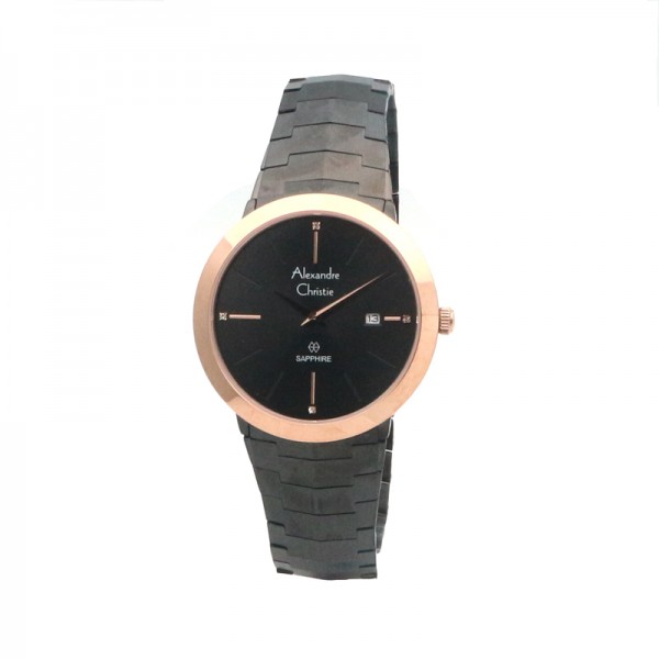 Alexandre Christie AC 8568 Rosegold Black Man Sapphire